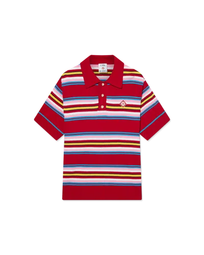 Casablanca Paris Stripe Oversized Polo Shirt In Red