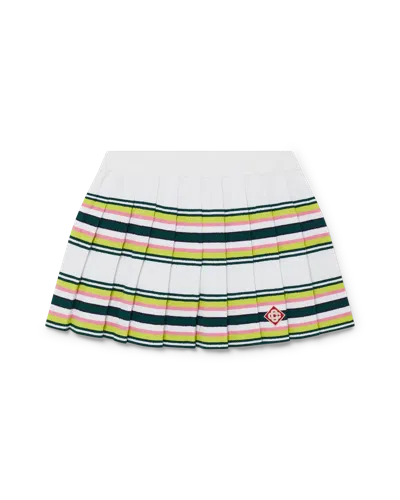 Casablanca Paris Stripe Pleated Skirt In Green
