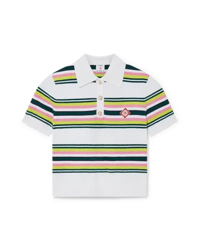 Casablanca Paris Stripe Polo Shirt In Green
