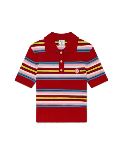 Casablanca Paris Stripe Polo Shirt In Red