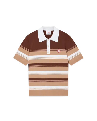 Casablanca Paris Stripe Polo Shirt In Brown