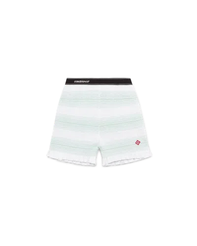 Casablanca Paris Stripe Shirred Shorts In Neutral