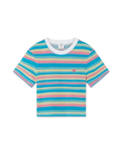 Casablanca Paris Stripe Towelling Top In Blue