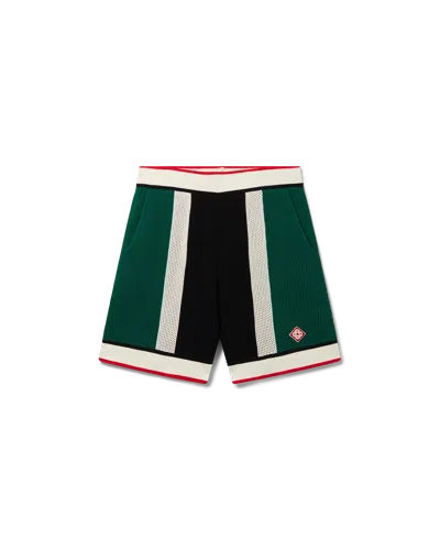 Casablanca Paris Striped Mesh Shorts In Green