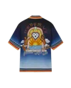 Casablanca Paris Studio De Musique Short-sleeve Silk Shirt In Blue In Gold