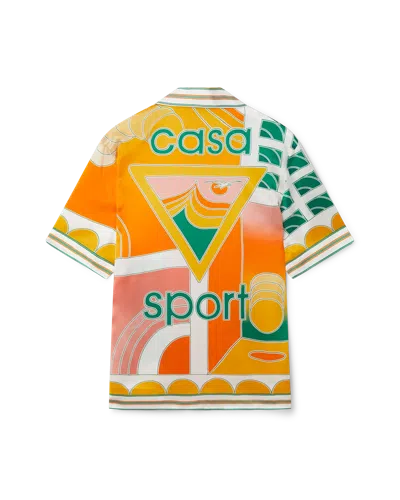 Casablanca Paris Summer Court Short-sleeve Silk Shirt In Orange