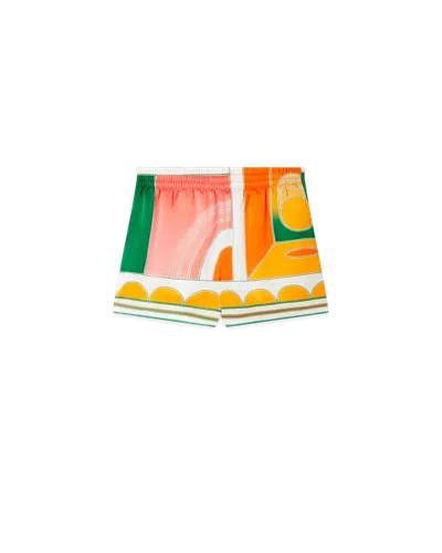 Casablanca Paris Summer Court Silk Shorts In Multi