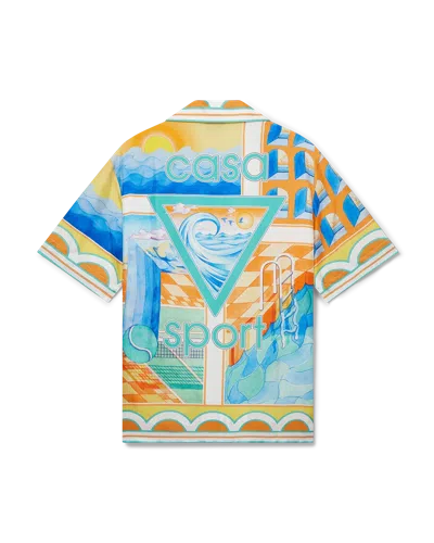 Casablanca Paris Surreal Pool Short-sleeve Silk Shirt In Multi