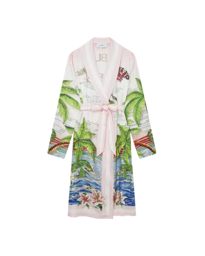 Casablanca Paris Table Tennis Club Sunset Silk Robe Shirt In Multi