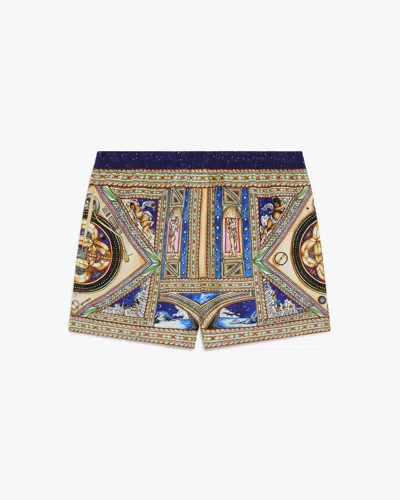 Casablanca Paris Take Me To Curch Silk Shorts In Multi
