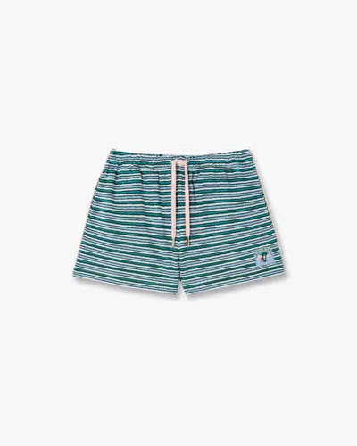 Casablanca Paris Teal Striped Towelling Shorts In Blue