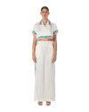Casablanca Paris Tennis Check Cropped Silk Shirt In White