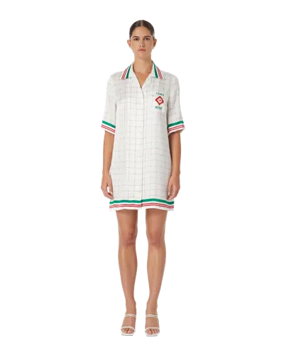 Casablanca Paris Tennis Club Check Shift Dress In White