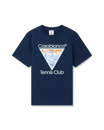 Casablanca Paris Tennis Club Icon Short-sleeve T-shirt In Blue