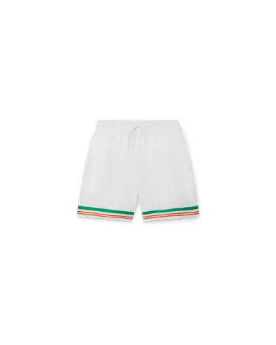 Casablanca Paris Tennis Club Icon Silk Shorts In White
