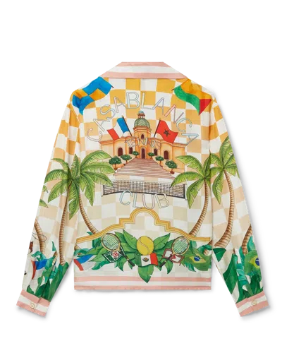 Casablanca Paris Tennis Club Long-sleeve Silk Shirt In Multi
