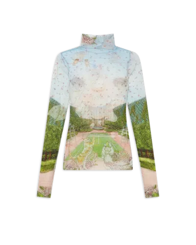 Casablanca Paris Tennis Club Prive Printed Mesh Top In Multi