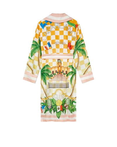 Casablanca Paris Tennis Club Silk Robe In Multi