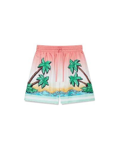 Casablanca Paris Tennis Club Silk Shorts In Pink