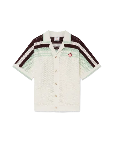 Casablanca Paris Tennis Cotton Crochet Short Sleeve Shirt In Multi