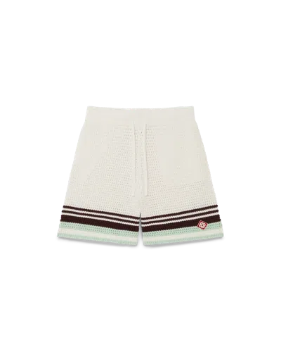 Casablanca Paris Tennis Cotton Crochet Shorts In White