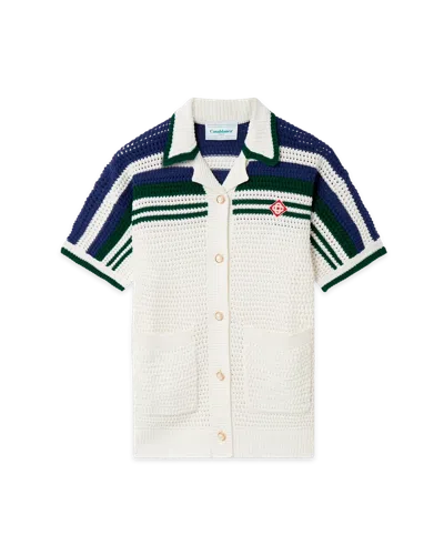 Casablanca Paris Tennis Crochet Shirt In White In Multi