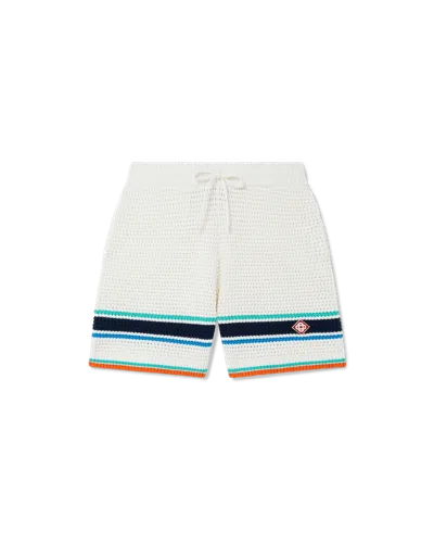 Casablanca Paris Tennis Crochet Shorts In Orange In White