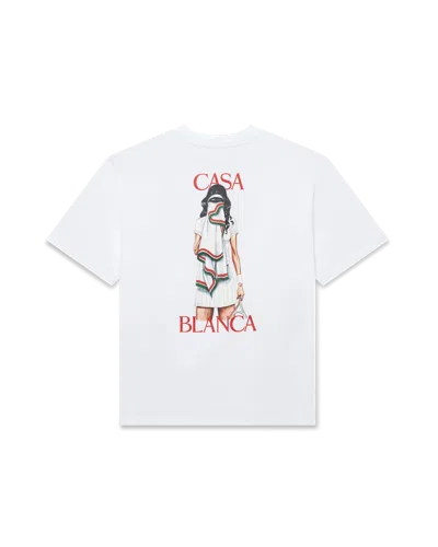 Casablanca Paris Tennis Girl Short Sleeve T-shirt In White