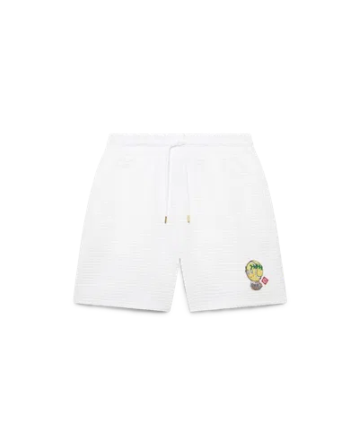 Casablanca Paris Tennis Mascot Quilted Sweatshorts In White