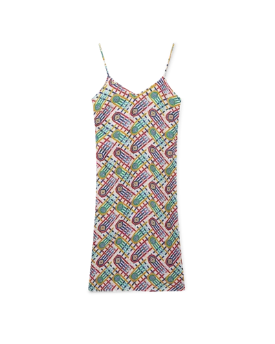 Casablanca Paris Tennis Monogram Silk Slip Dress In Multi