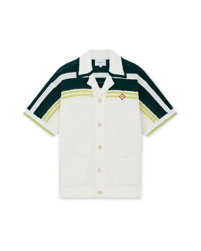 Casablanca Paris Tennis Short-sleeve Crochet Shirt In White