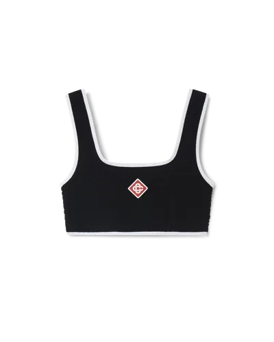 Casablanca Paris Textured Bikini Bralette In Black