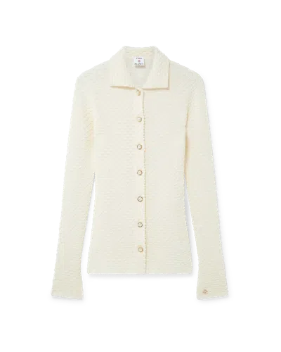 Casablanca Paris Textured Knitted Shirt In White