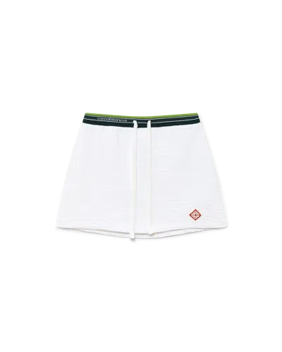 Casablanca Paris Textured Velour Tennis Skirt In White