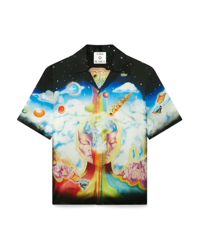 Casablanca Paris The Essential Experience Silk Short Sleeve Shirt In Multi