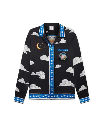 Casablanca Paris The Four Elements Long-sleeve Silk Shirt In Black