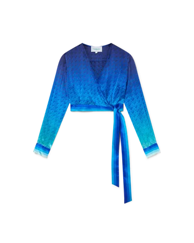 Casablanca Paris The Night View Wrap Blouse In Blue