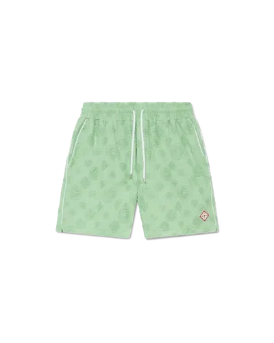 Casablanca Paris Towelling Monogram Shorts In Green
