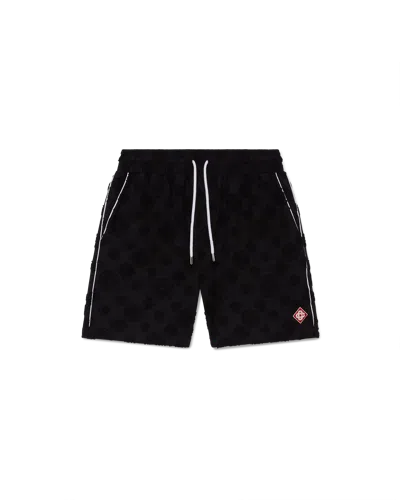 Casablanca Paris Towelling Monogram Shorts In Black