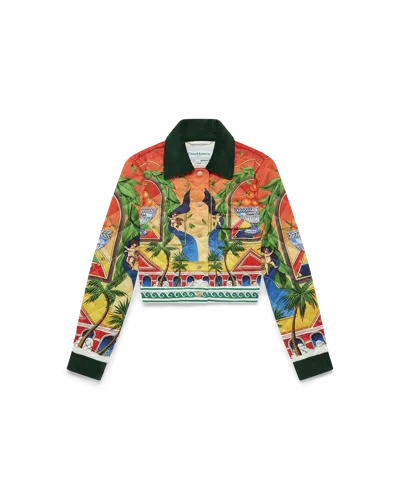 Casablanca Paris Triomphe D'orange Quilted Cropped Jacket In Multi