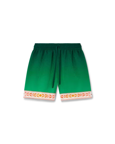 Casablanca Paris Unity Is Power Silk Shorts In Green
