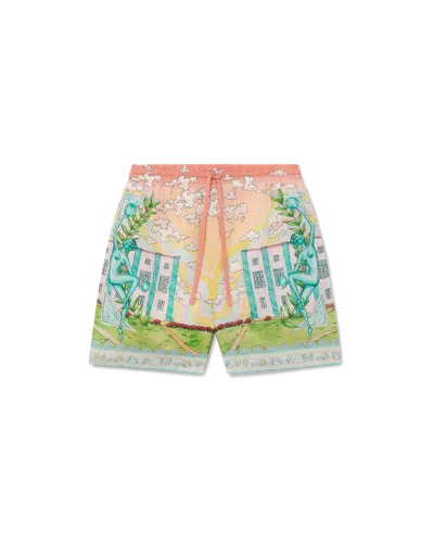 Casablanca Paris Vase Linen Shorts In Multi