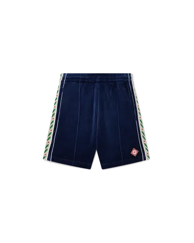 Casablanca Paris Velour Laurel Shorts In Blue