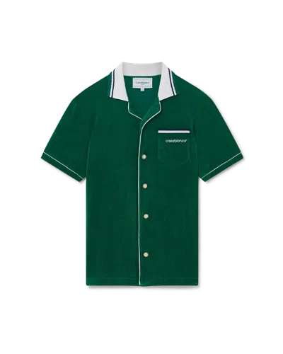 Casablanca Paris Velour Short-sleeve Shirt In White In Green