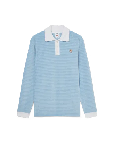 Casablanca Paris Velour Stripe Polo Shirt In Multi
