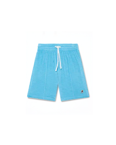 Casablanca Paris Velour Stripe Shorts In Blue