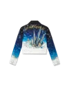 Casablanca Paris Vol Au Nuit Classic Printed Denim Jacket In Blue