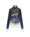 Casablanca Paris Vol De Nuit Printed Mesh Top In Multi