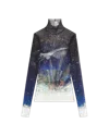 Casablanca Paris Vol De Nuit Printed Mesh Top In Multi