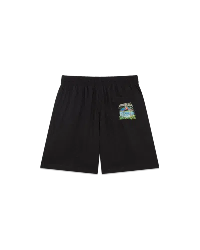 Casablanca Paris Volcano Jacquard Silk Shorts In Black